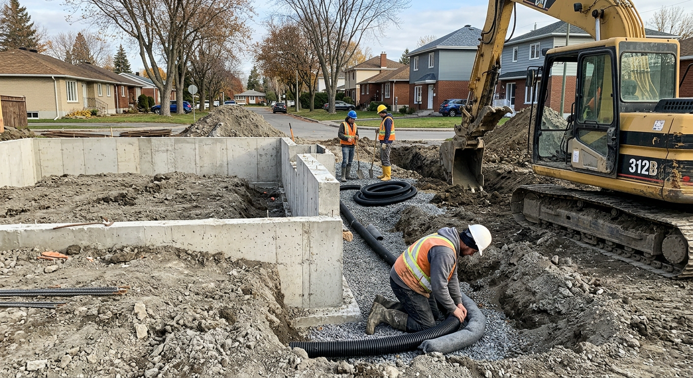 Excavation résidentielle — fondations et sous-sol à Laval